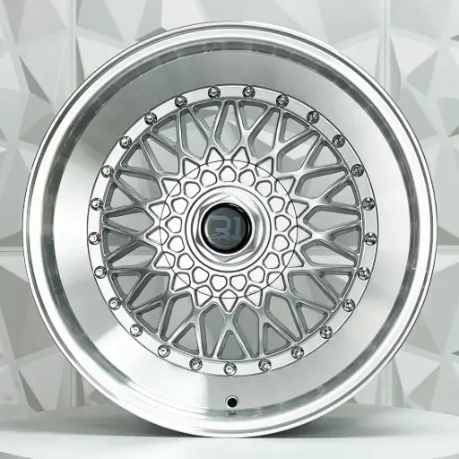 [177528F] RIN 17X7.5 4-100/114.3 R1 SPORT 357 SILVER MACHINE LIP CHROME RIVETS ET35 CB73.1